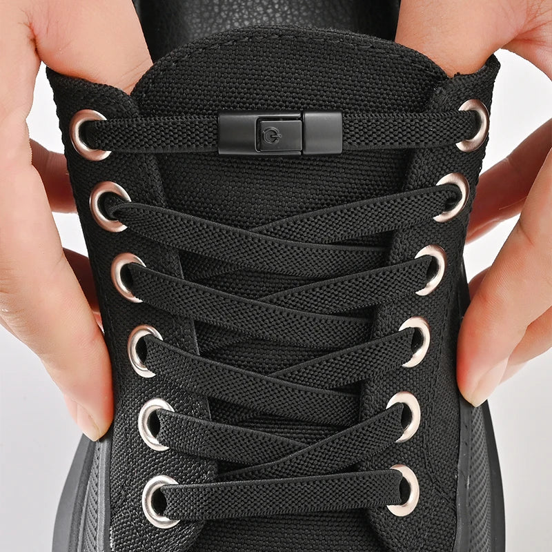 8mm No Tie Shoe Laces Press Lock Shoelaces Without Ties Elastic Laces Sneaker Kids Adult Widened Flat Shoelace for Shoes Quick Pick Grocers