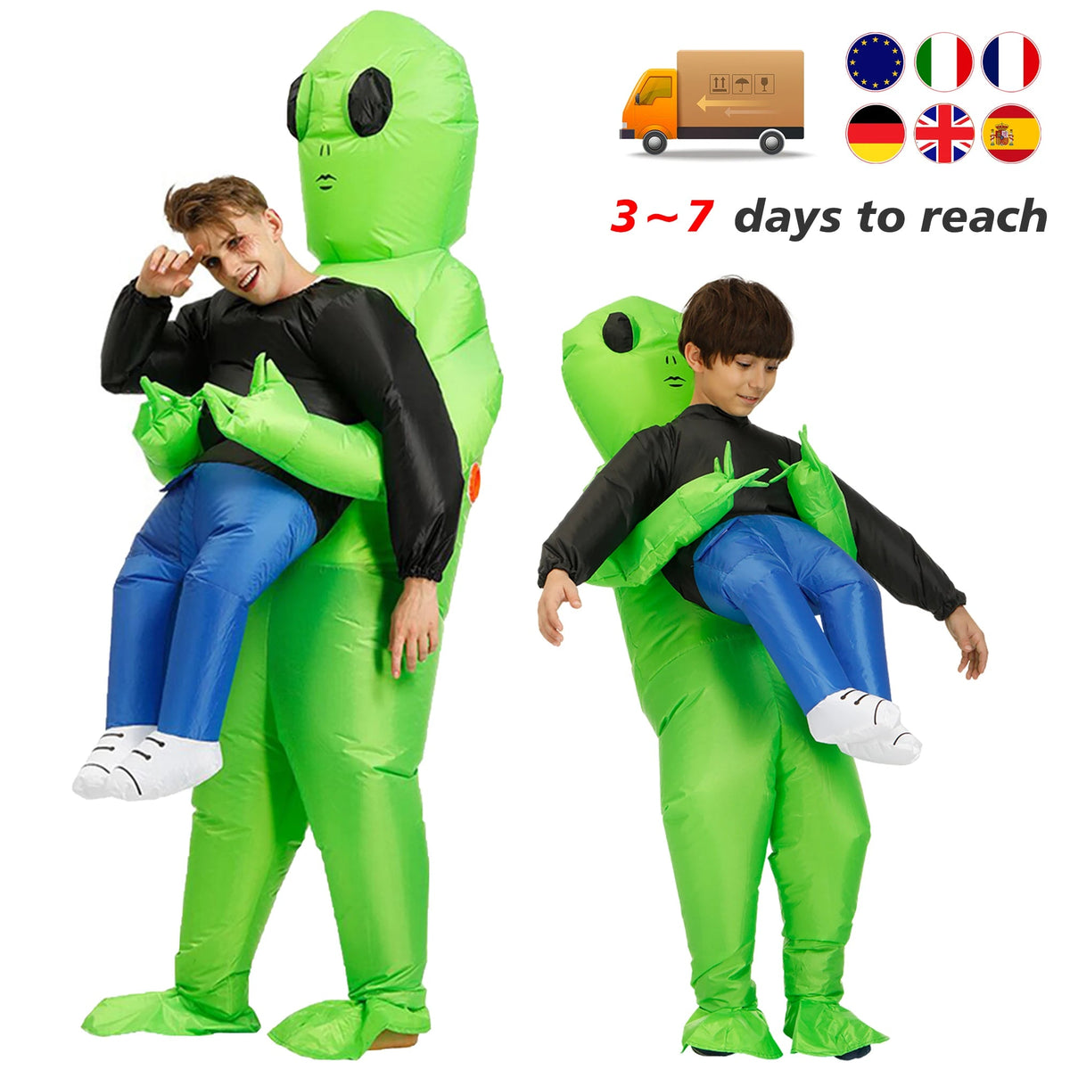 ET-Aliens Inflatable Costume Scary Monster Cosplay For Adult Kids Thanksgiving Christmas Party Festival Stage Children Clothing Quick Pick Grocers
