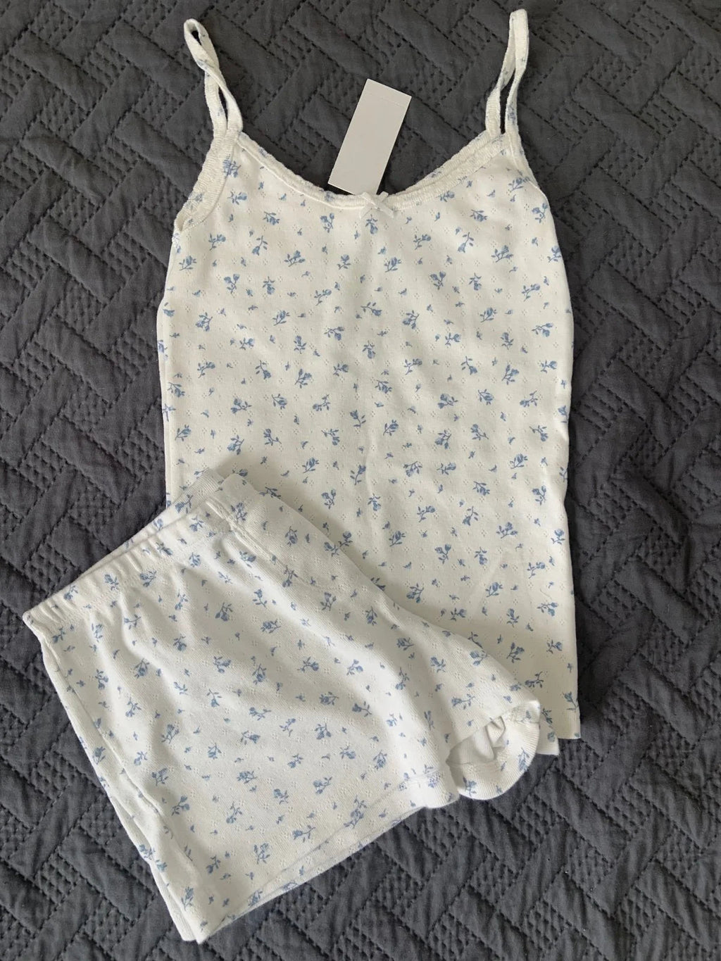 Strawberry Vest Shorts 2 Pieces Set Woman Eyelet Bow Slim Tank Top with Elastic Waist Patchwork Straight Short Pant Sweet Sets Quick Pick Grocers