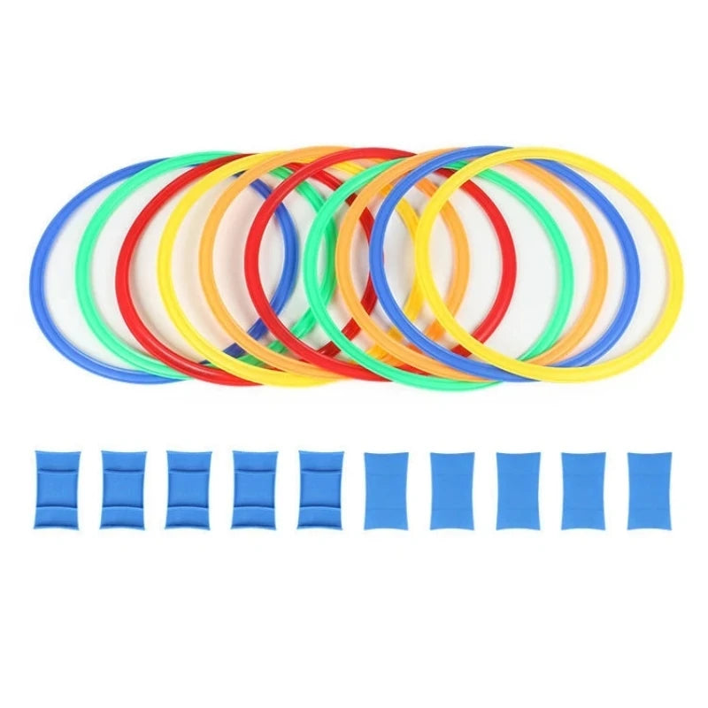 Outdoor Kids Funny Physical Training Sport Toys Lattice Jump Ring Set Game with 10 Hoops 10 Connectors for Park Play Boys Girls Quick Pick Grocers