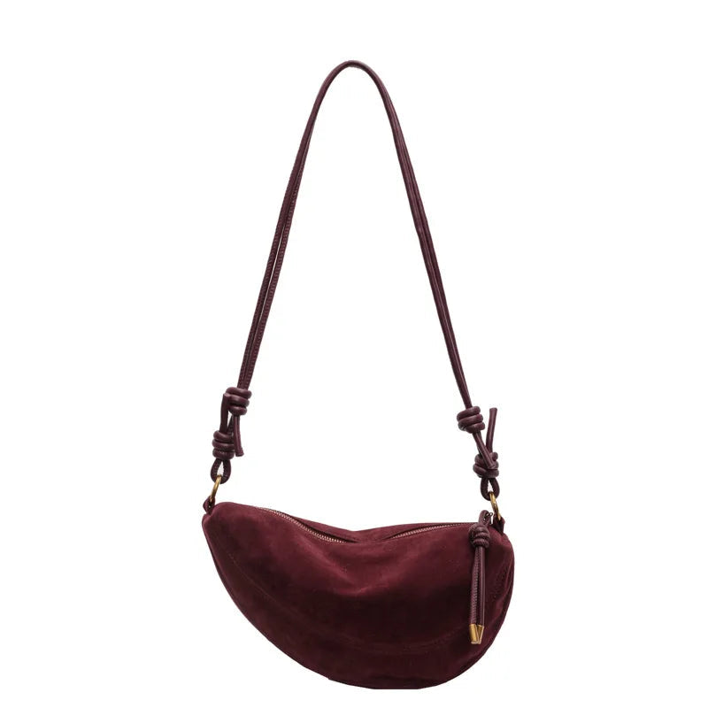 Faux Suede Super Popular Niche Suede Shoulder Bag for Women 2025 Hot Sale Single Crossbody Bags Underarm Dumpling Sweet Bags Quick Pick Grocers