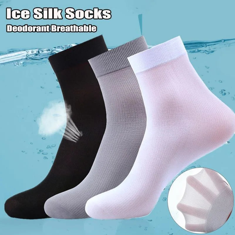 Men Ice Silk Socks Summer Spring Ultra-thin Socks Solid Business Socks Breathable Soft Socks Ankle Bamboo Fiber Socks Quick Pick Grocers