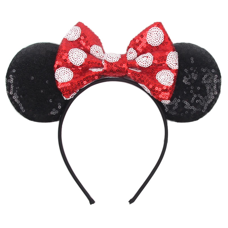 New Christmas Halloween Mouse Ears Headband Cartoon Sequin Bows Headband Birthday Party Princess Cosplay Costume For Women Adult Quick Pick Grocers