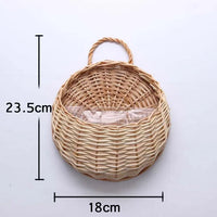 Hand Made Wicker Rattan Flower Planter Wall Hanging Wicker Rattam Basket Garden Vine Pot Plants Holder Garden Pots Wall Planter Quick Pick Grocers