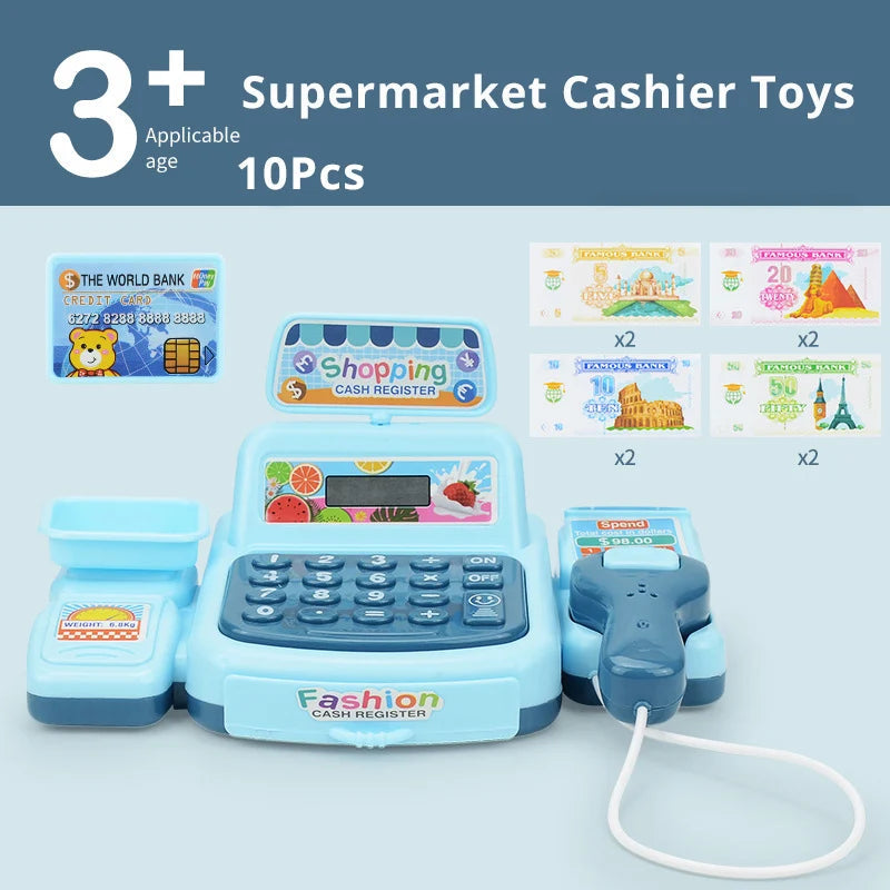 Simulation Shopping Cash House Toys Electronic Game Lighting And Sound Effects Supermarket Cashier Toys Econic Blanks