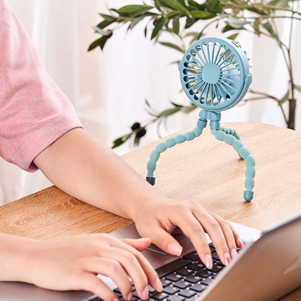 Baby Stroller Fan with Flexible Tripod Portable Handheld Fan USB Charging Mini Desk Cooling Fan 500mAh for Baby Stroller Student Quick Pick Grocers