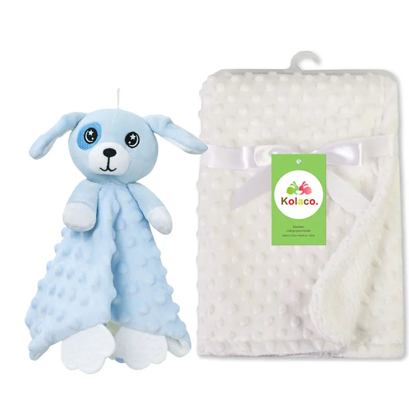 Personalized Newborn Baby Blanket with Name Custom Stroller Sleeping Dolls Animal Security Towel Gift Set for Baby Shower Gifts Purest Peak