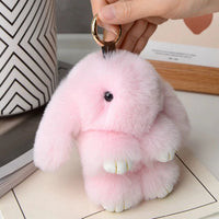 ZAKOL 15cm Fluffy Rabbit Fur Pompon Bunny Keychain Soft Cute Rabbit Toy Key Chain Bag Decoration Accessories Gift for Girls Quick Pick Grocers