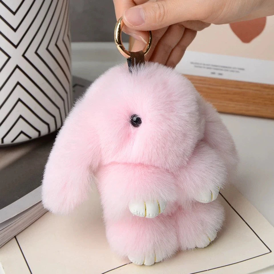 ZAKOL 15cm Fluffy Rabbit Fur Pompon Bunny Keychain Soft Cute Rabbit Toy Key Chain Bag Decoration Accessories Gift for Girls Quick Pick Grocers