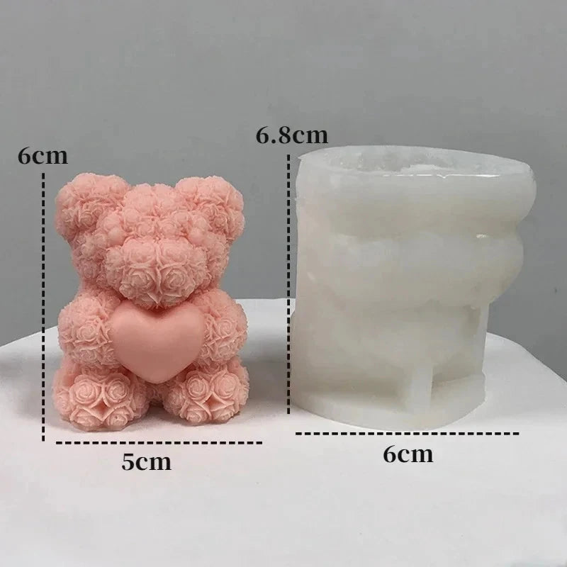 3D Bear Hug Love Silicone Candle Molds Diy Cute Bear Pet Candle Making Supplies Handmade Soap Plaster Resin Mold Home Decor Gift Econic Blanks
