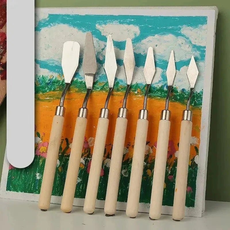 7Pcs Stainless Steel Oil Painting Knives Artist Crafts Spatula Palette Knife Mixing Knife Scraper Art Tools Econic Blanks