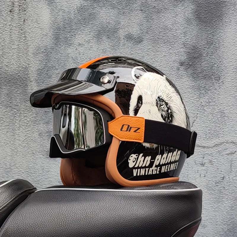 Retro semi-open motorcycle helmet cross-country motorcycle accessories motorcycle helmet 3/4 retro helmet in winter Quick Pick Grocers