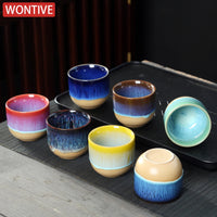 Kiln Change China Ceramic Tea Cup Pottery Jianzhan Drinkware  Temmoku Glaze Porcelain Kung Fu Cups Set for Water Latte Milk Quick Pick Grocers