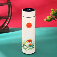 Chinese Style Vacuum Flask With Temperature Display Retro Smart Insulated Water Bottles 304 Stainless Steel Thermal Cu Travel Quick Pick Grocers