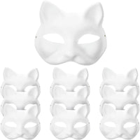 1-20pcs Japanese Mask Paper Blank Mask Halloween Cosplay Cat DIY Paintable Half Face Mask Animal Costume Party Decor Craft Prop Quick Pick Grocers