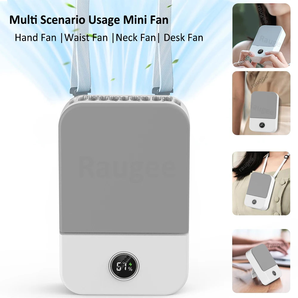Portable Waist Fan Hanging Neck Fan Mini USB Rechargeable Portable Waist Clip Fan for Outdoor Sports Working Travel Small Fan Quick Pick Grocers