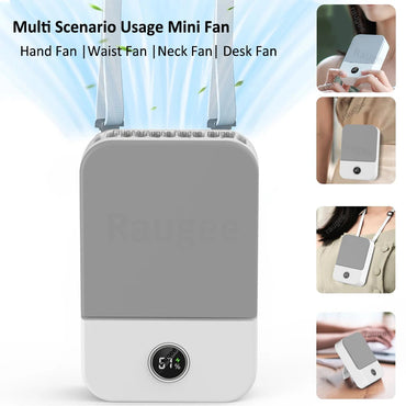 Portable Waist Fan Hanging Neck Fan Mini USB Rechargeable Portable Waist Clip Fan for Outdoor Sports Working Travel Small Fan Quick Pick Grocers