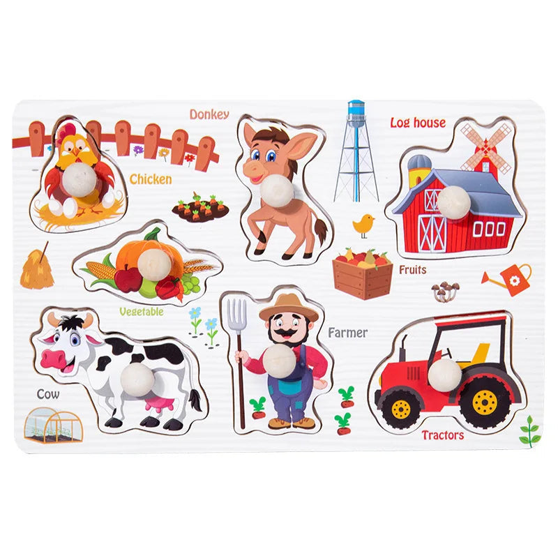 Baby Wooden Puzzles Montessori Toys 1 2 3 Years Toddler Toys Hand Grab Board Alphabet Number Cognition Learning Educational Toys Quick Pick Grocers