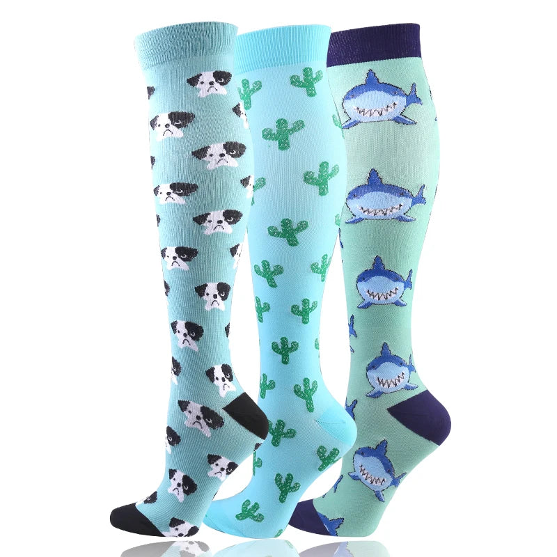 58 Styles 3 Pairs/Pack Compression Socks Knee High 30MmHg  Women Men Sports Socks Edema Diabetes Varicose Veins Running Socks Quick Pick Grocers