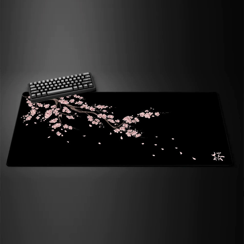 Black Sakura Gaming Mouse Pad Kawaii Purple Desk Mat Large Office Carpet Accessories Cherry Blossom Mousepad Gamer Computer Mats Quick Pick Grocers