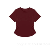 Women Summer Short Sleeved Top for Fashion Versatile Base Shirt Slim Fit Round Neck T-shirt Casual and Sexy Breathable and Cool Quick Pick Grocers
