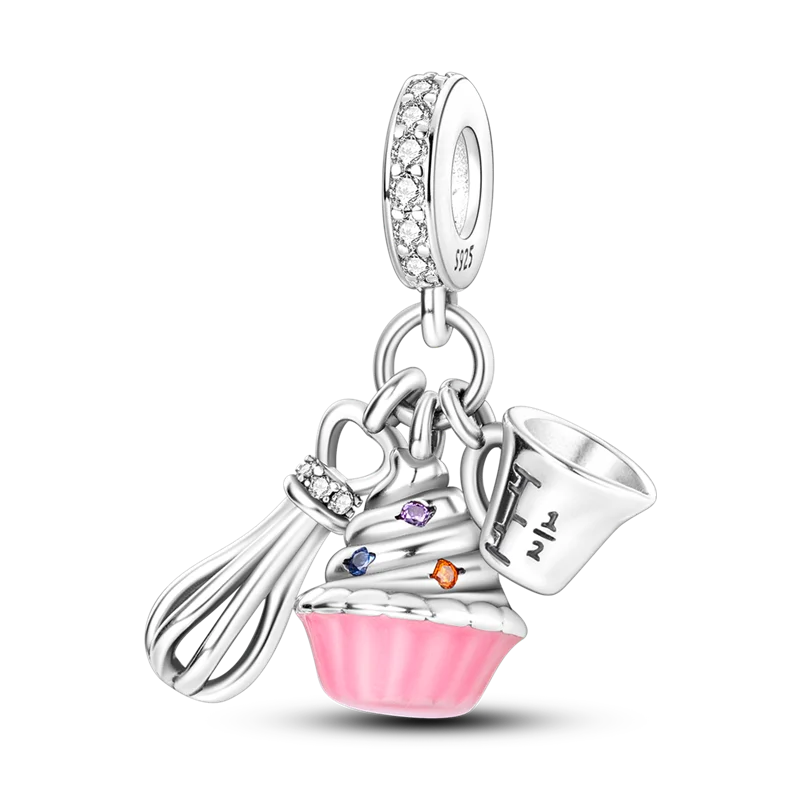 2025 Hot Sale Charms Bead 925 Sterling Silver Pink Butterfly Luminous Firefly Dangle Fit Bangle Bracelet Necklace DIY Jewelry Econic Blanks