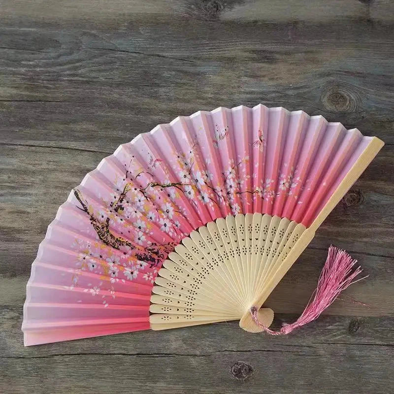 Hand Fan Foldable Silk Fan Noodles Bamboo Fan Bones Halloween Cosplay Prop Christmas Wedding Decoration Party Gifts Art Crafts Econic Blanks