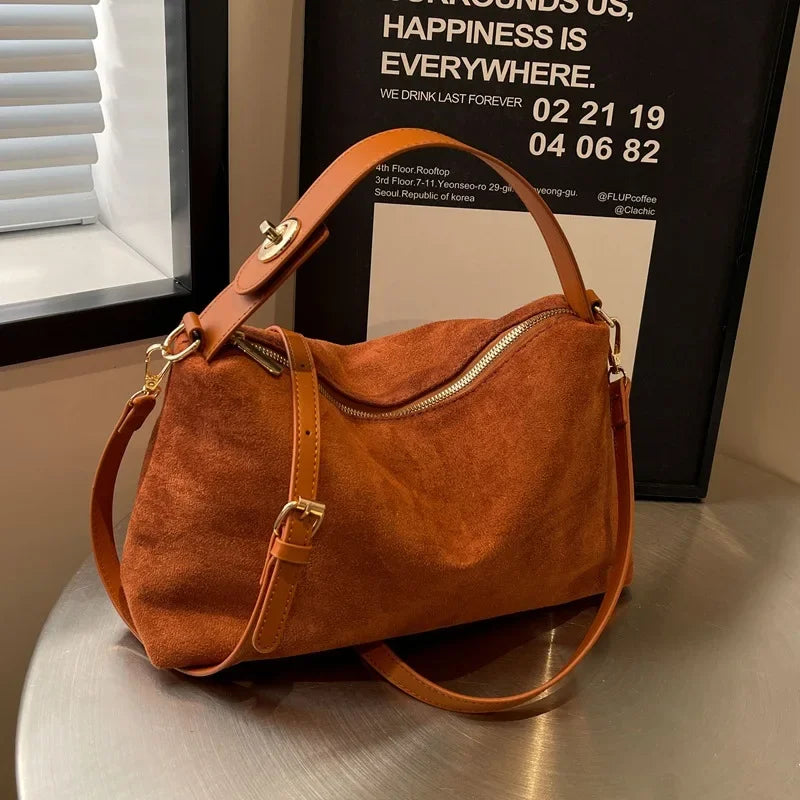 Advanced Retro Bag for Women's 2026 New Textured Frosted Shoulder Bag with Large Capacity Crossbody Commuting Tote Bag Quick Pick Grocers
