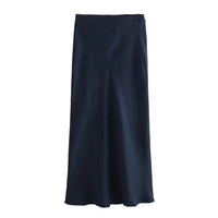 Willshela 2024 Black Satin Skirt Woman High Waist Elegant Long Skirts For Women Fashion Summer Midi Skirt Office Women's Skirts Quick Pick Grocers