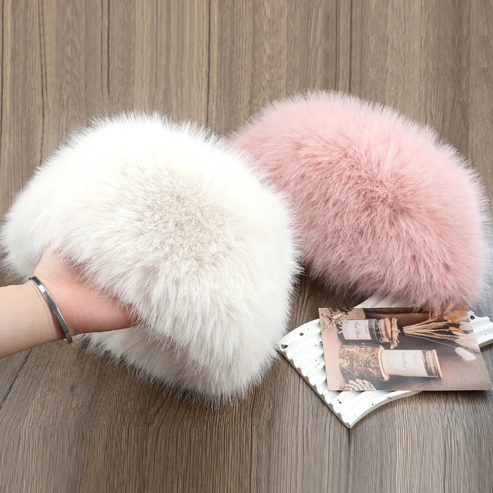 Hot Sale Fur Hat Women Warm Snow Ski Cap Female Faux Fox Fur Thick Warm Winter Hat Lady Windproof Russian Hat Ear Warmer Bonnet Purest Peak