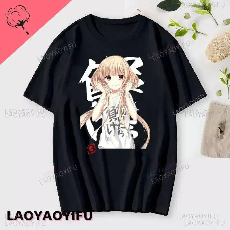 If You Work You Lose - Anzu Futaba Version T-Shirt 2024 New Kawaii Anime Cotton T-shirt Tees for Men Funny cartoon Otaku Tshirt Quick Pick Grocers