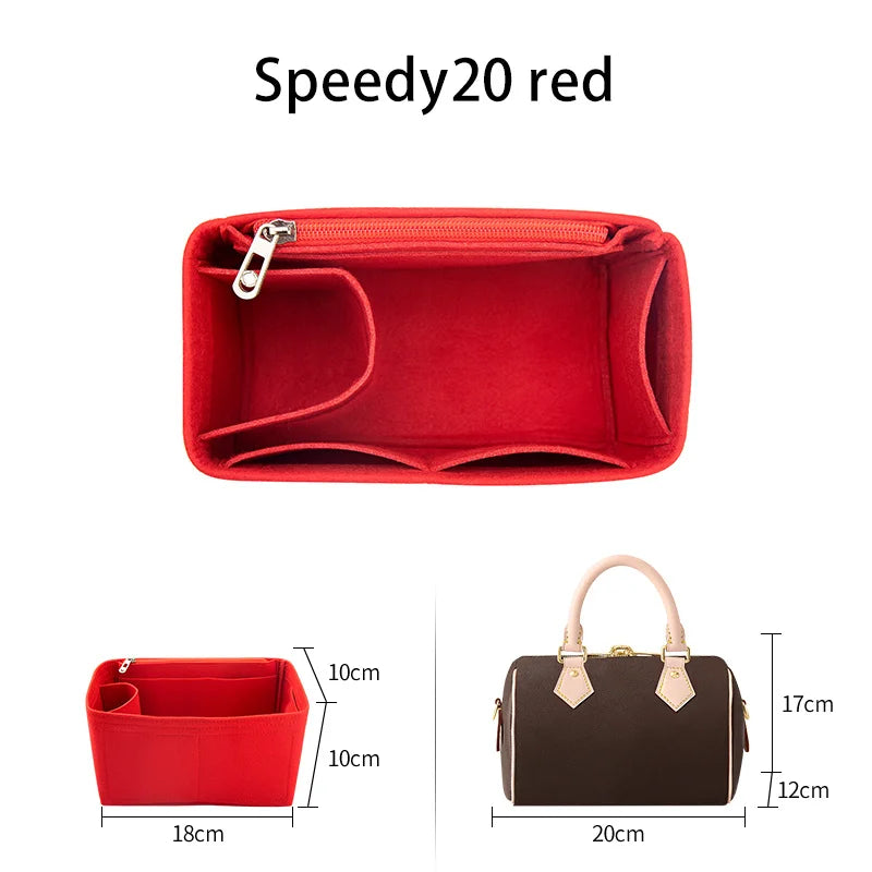 WUTA Felt Insert Bag Organizer For LV Speedy 20 25 30 35 Flap Handbag Inner Bag Makeup Travel Purse Storage Tote Bag Accessories Quick Pick Grocers