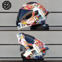 ORZ Personalised Motorcycle Full Face Helmet Men Women Fashion Dual Lens Helmets Motocross Racing Modular Flip Up Casco Moto Quick Pick Grocers