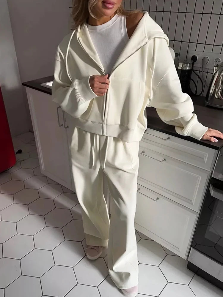 Beautiful Women's Tracksuits with A Zipper and A Hood Trousers Pink Two Piece Set Women Blue Classic Pant Sports Suit for Spring Quick Pick Grocers