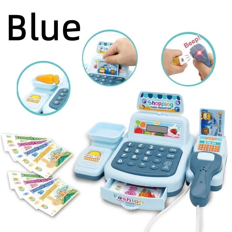 Simulation Shopping Cash House Toys Electronic Game Lighting And Sound Effects Supermarket Cashier Toys Econic Blanks