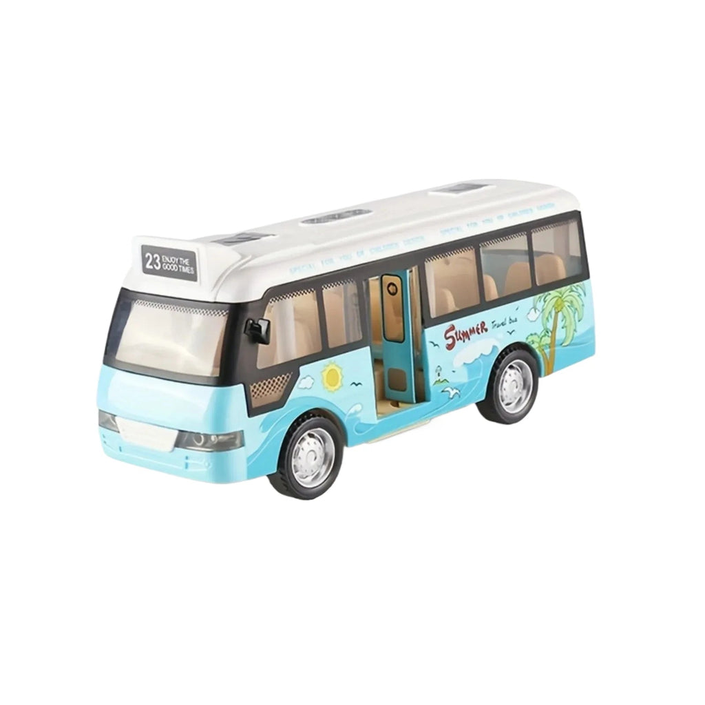 City Bus Toys Cars Die-Cast Plastic Airport Cars For Boys Girls, Pull Back Play Vehicle With Sound, Light Up & Open-able Doors Quick Pick Grocers