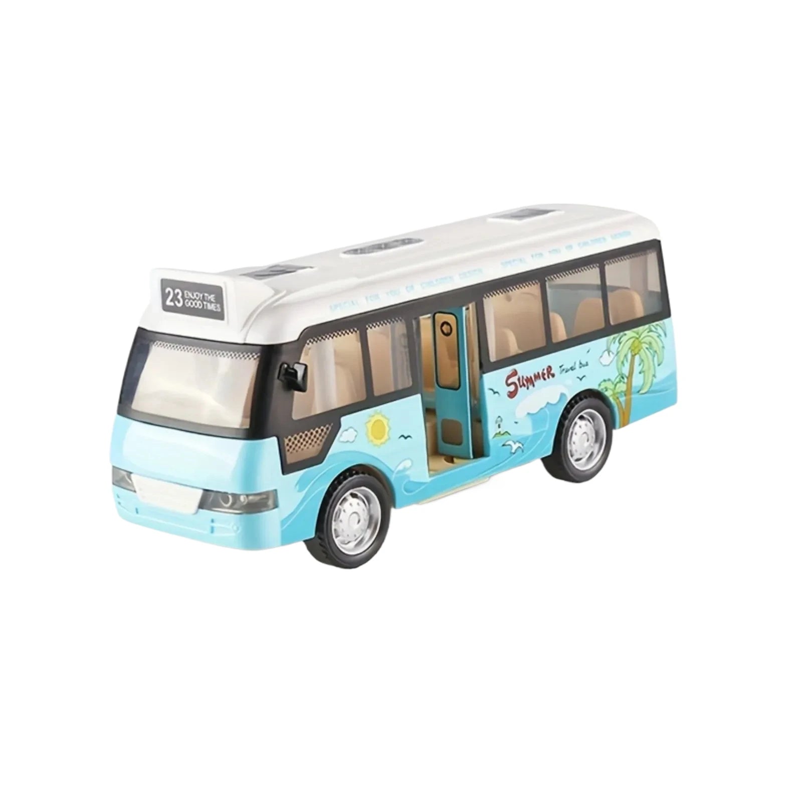 City Bus Toys Cars Die-Cast Plastic Airport Cars For Boys Girls, Pull Back Play Vehicle With Sound, Light Up & Open-able Doors Quick Pick Grocers