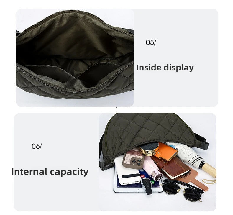 Waist Half Moon Belt Bag Solid Color Crossbody Bag Large Capacity Shoulder Bags Portable Nylon Plaid Travel Bags for Commuting Quick Pick Grocers