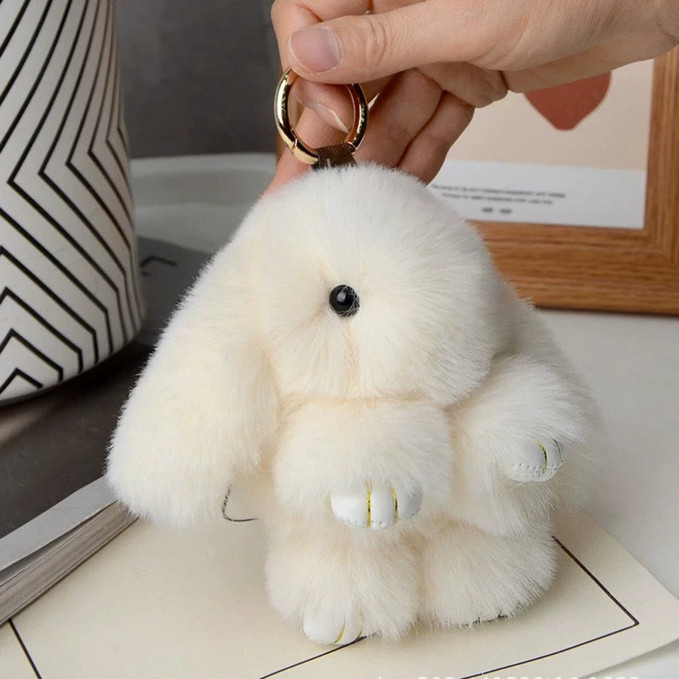 ZAKOL 15cm Fluffy Rabbit Fur Pompon Bunny Keychain Soft Cute Rabbit Toy Key Chain Bag Decoration Accessories Gift for Girls Quick Pick Grocers