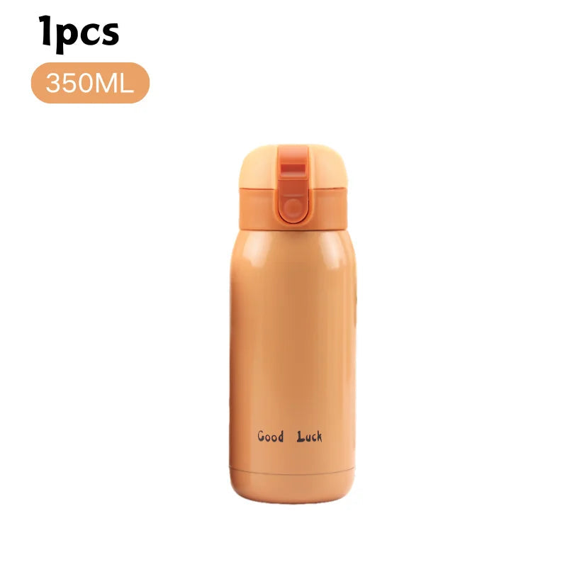 200/350ml Cute Mini Thermos Cup Stainless Steel Thermal Coffee Mug Portable Vacuum Flask Insulated Water Bottle with Button Lid Quick Pick Grocers