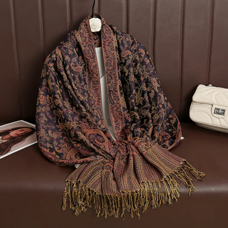 Luxury Brand Autumn Cashmere Pashmina Shawl Lady Wrap Warm Winter Scarves Design Print Female Foulard Cotton Stoles Scarf 2023 Quick Pick Grocers