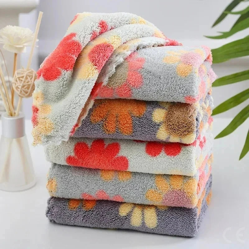 4Pcs Kitchen Cleaning Cloths Soft Absorbent Dishcloth Coral Fleece Sunflower Wiping Towel Rags Household Cleaning Cloth 30X30CM Econic Blanks