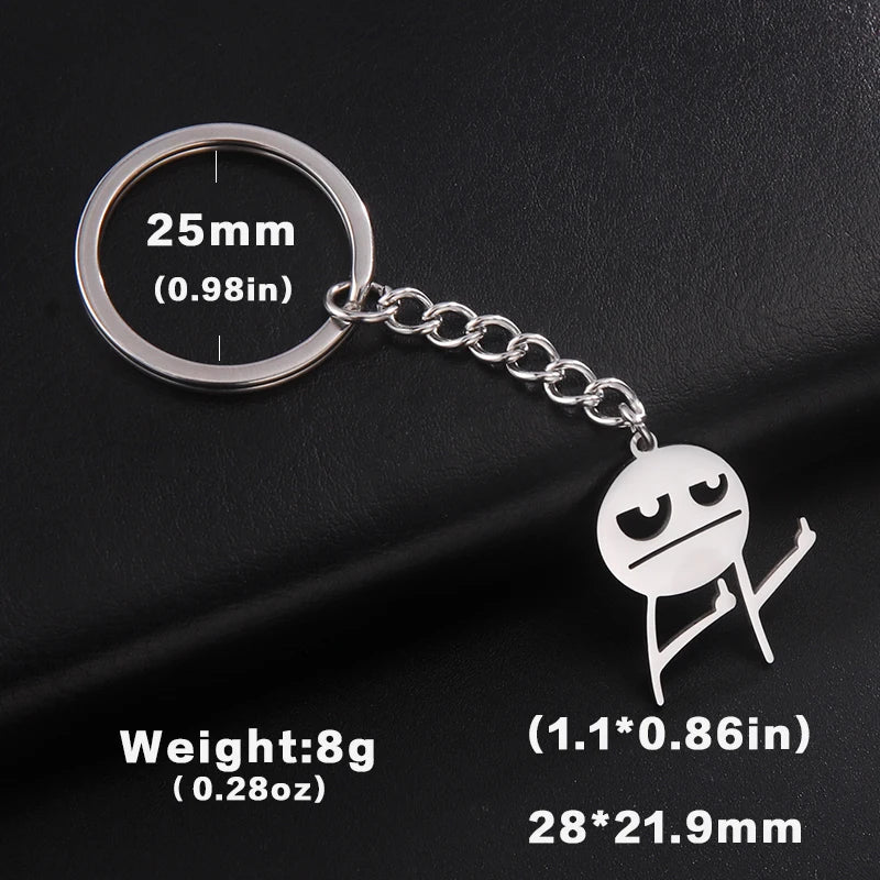 Teamer Funny Middle Finger Stickman Keychain 2025 Cute Trend School Bag Car Key Pendant Couple New Trinket Gift Keyring Econic Blanks