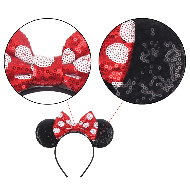 New Christmas Halloween Mouse Ears Headband Cartoon Sequin Bows Headband Birthday Party Princess Cosplay Costume For Women Adult Quick Pick Grocers