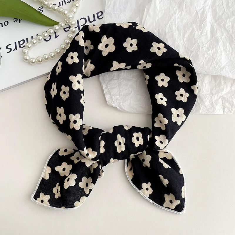 55cm Laies Headband Cotton Linen Square Scarf Women Korean College Girls Fashion Spring Autumn New Style Elegant Neck Scarves Quick Pick Grocers