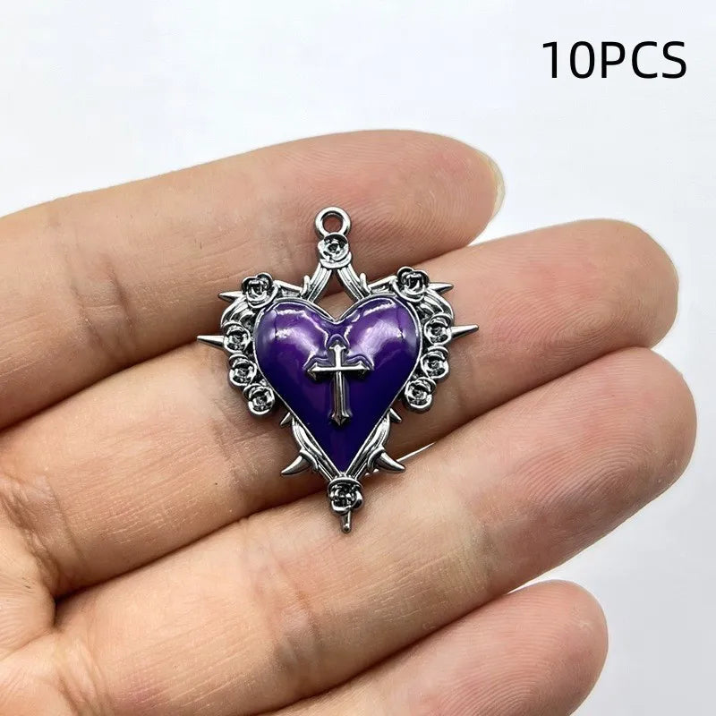 10/12PCS  Retro Dark Style Personalized Thorn Rose Cross Pendant DIY Accessories Quick Pick Grocers