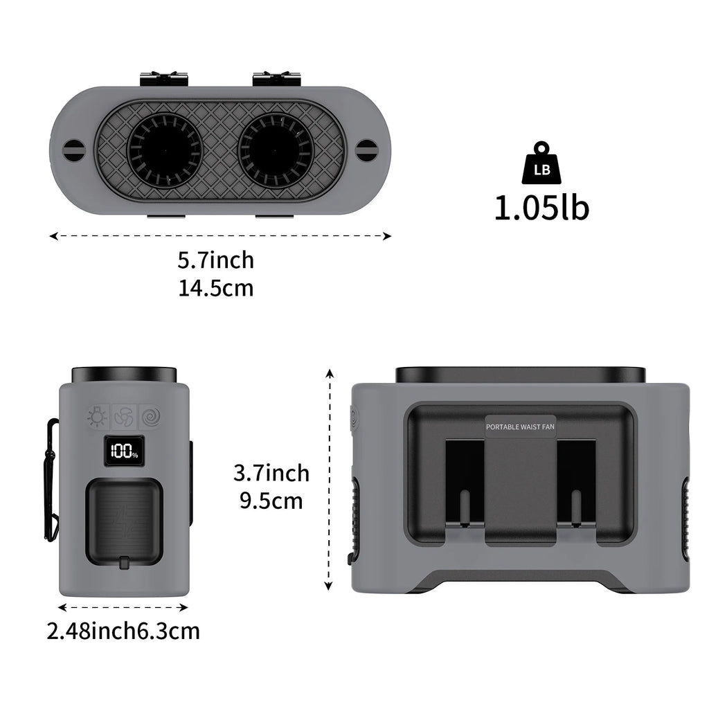 Socoolfan 14500mAh Outdoor Fan Portable Waist Hanging Neck Strong Dual Air Vents Fans for Travel Sports Courier Outdoor Working Quick Pick Grocers