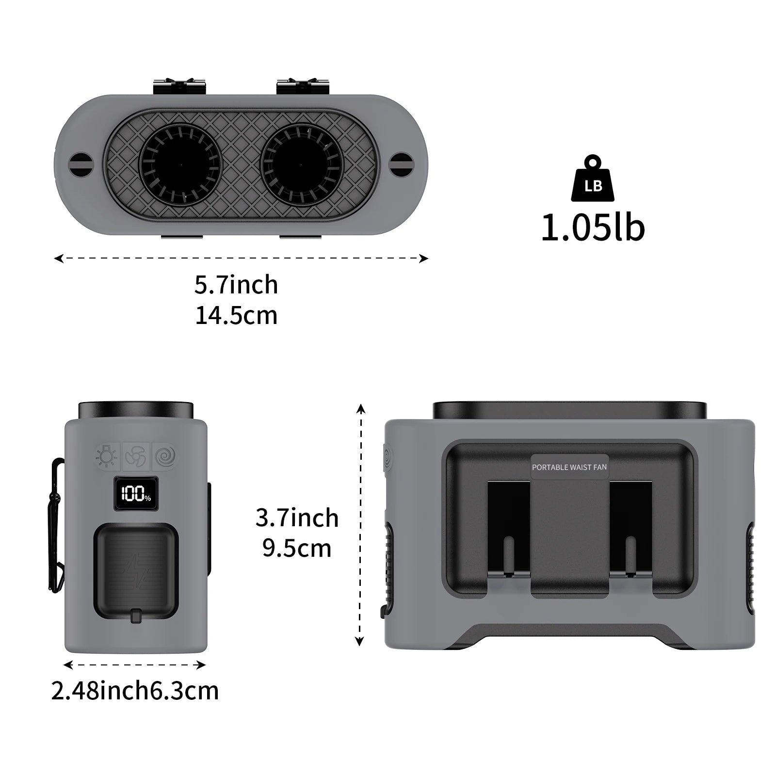 Socoolfan 14500mAh Outdoor Fan Portable Waist Hanging Neck Strong Dual Air Vents Fans for Travel Sports Courier Outdoor Working Quick Pick Grocers