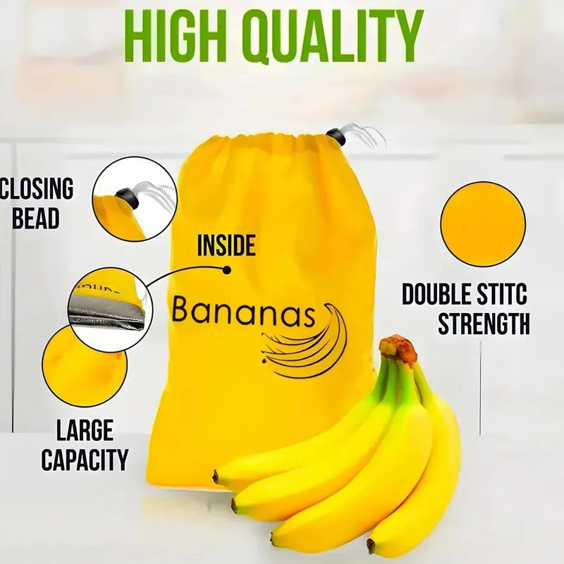 1Pcs Durable Yellow Banana Storage Bags Insulated Fruit Vegetable Fresh-keep Bundle Pocket Drawstring Banana Preserve Bag Econic Blanks