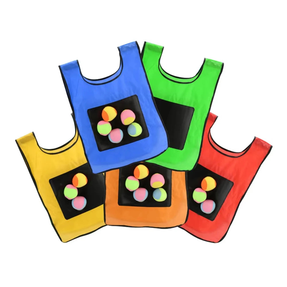 Sticky Dodge Ball Game Vest Outdoor Sports Toy Jersey Fabric  Props Throw Catch Soft Fleece Balls Safe for Kids Teens Adults Quick Pick Grocers